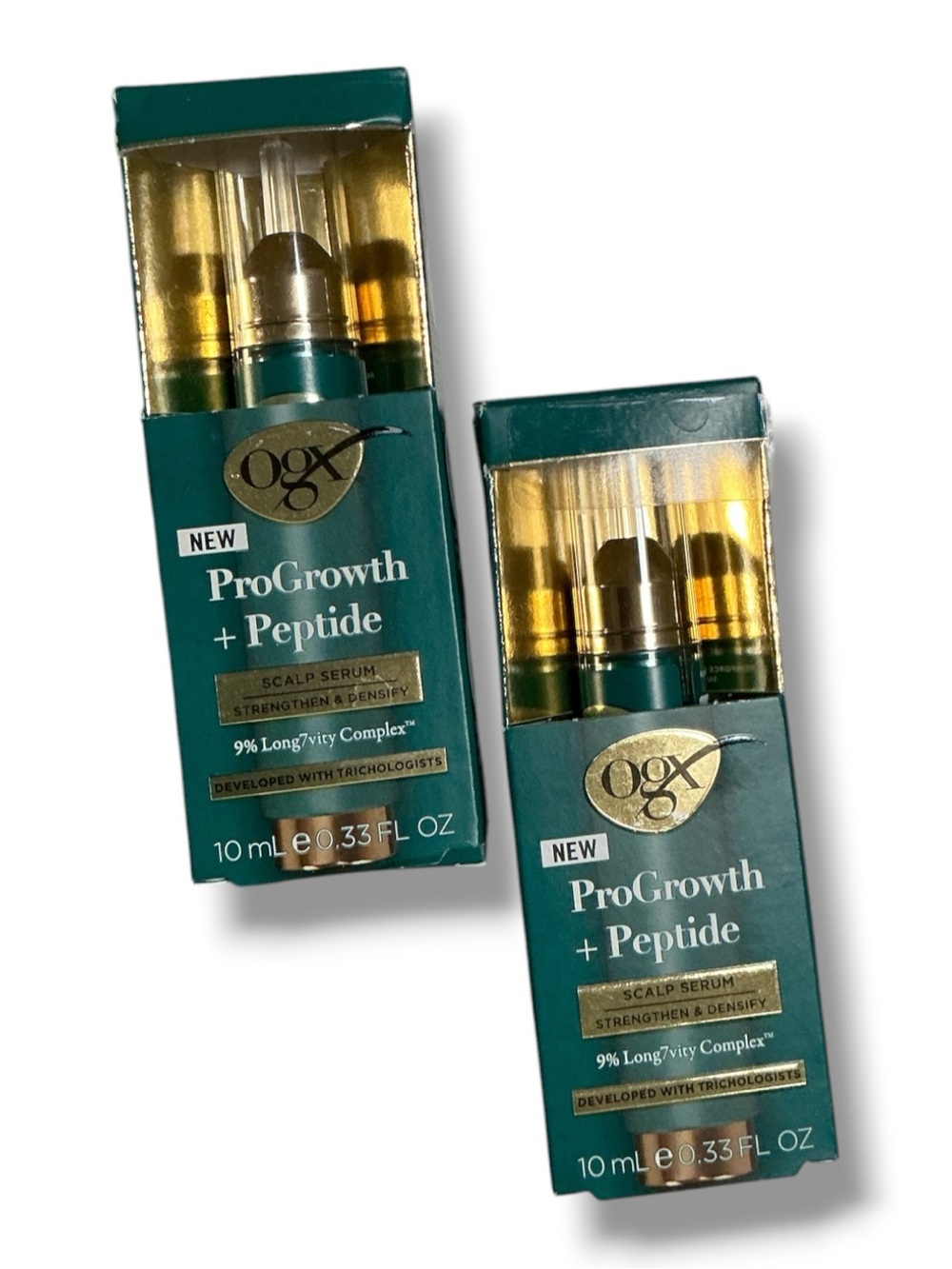 OGX ProGrowth + Peptide Scalp Serum 10mL 0.33 Fl Oz 2-Pack New